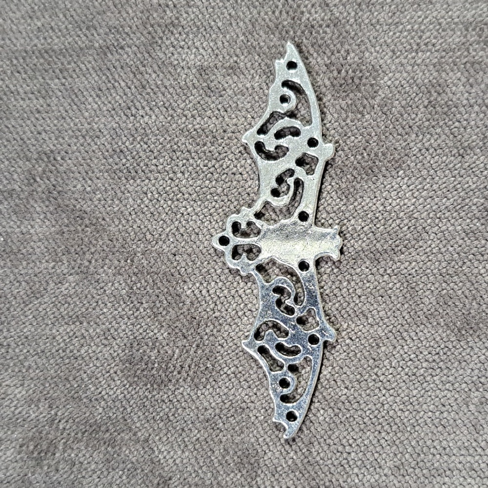Silver Tone Metal Spread Wings Bat Pendant Charm NEW 19mm x 56mm